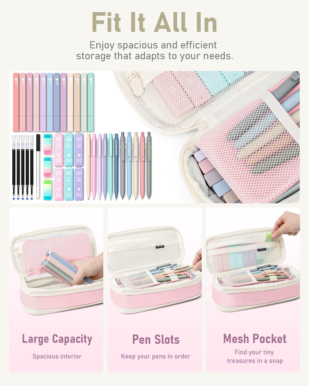 Pastel Planner Supply Set with Pen Case