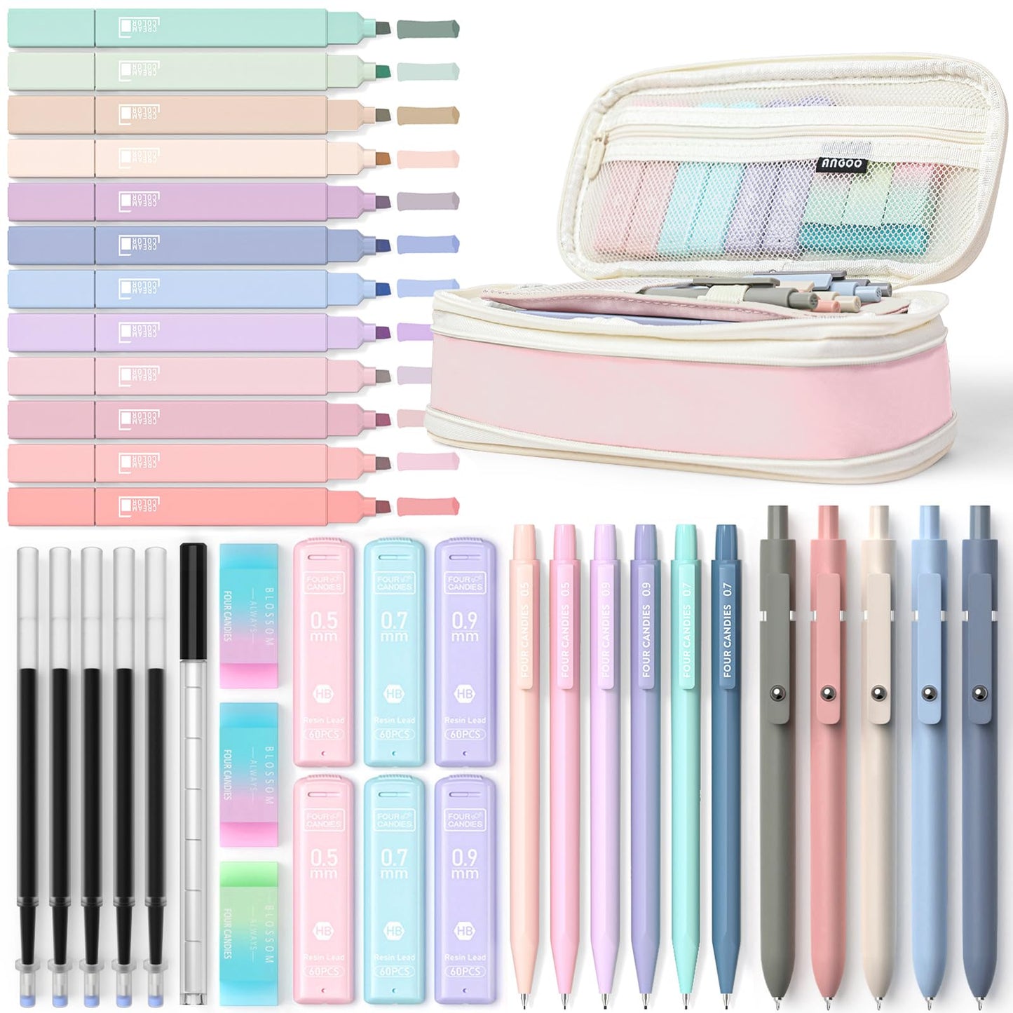 Pastel Planner Supply Set with Pen Case
